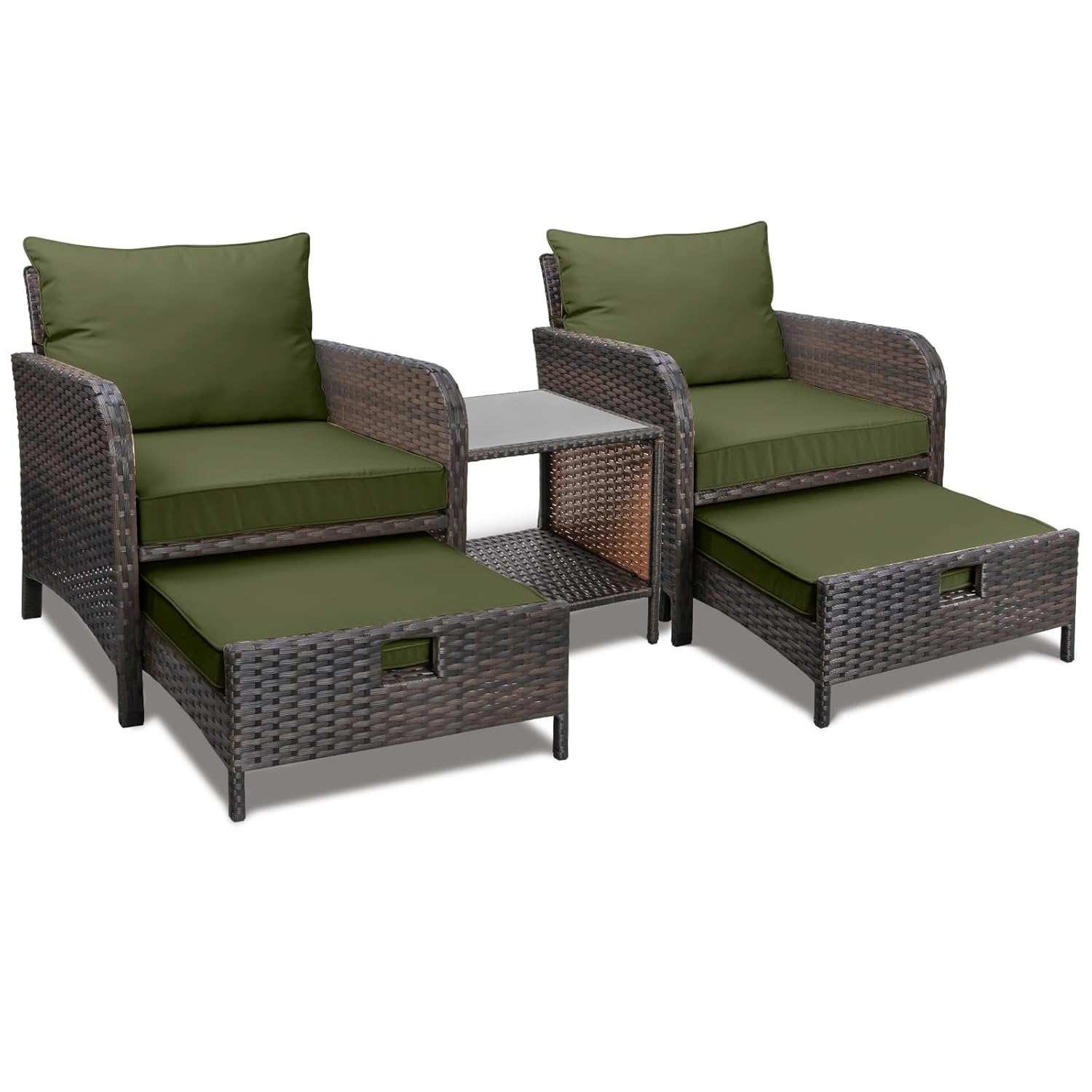 Outdoor Furniture Lounge Chair - 5 Parça PE Rattan Veranda Takımı
