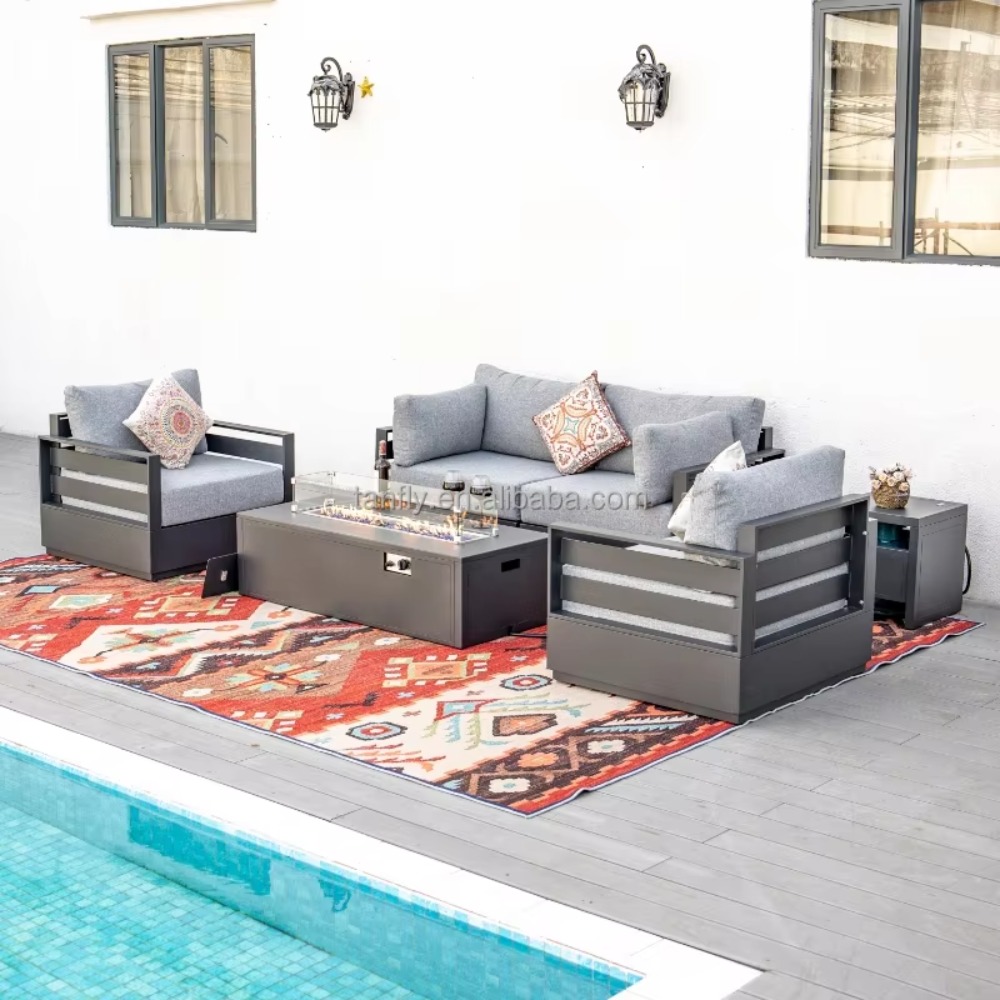 Outdoor Furniture And Fire Pit - Villa Otel Dış Mekan Mobilya Seti