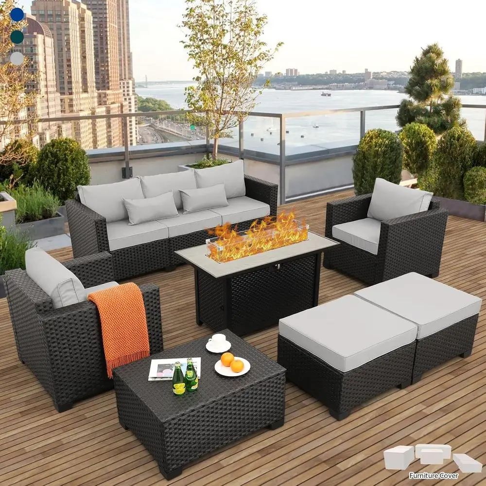 Outdoor Furniture And Fire Pit - 45 Parçalı Dış Mekan Veranda Mobilya