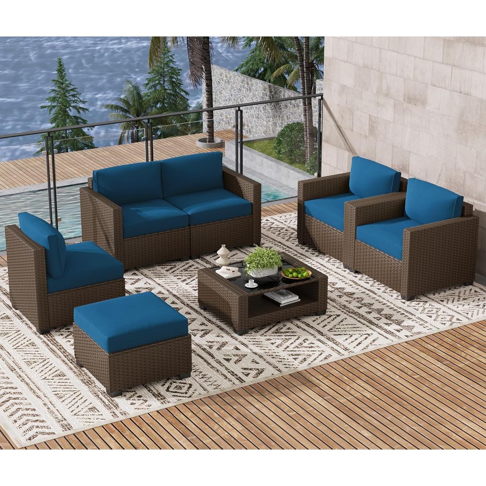 Outdoor Furniture Rattan - 7 Parçalı Dış Mekan Veranda Mobilya