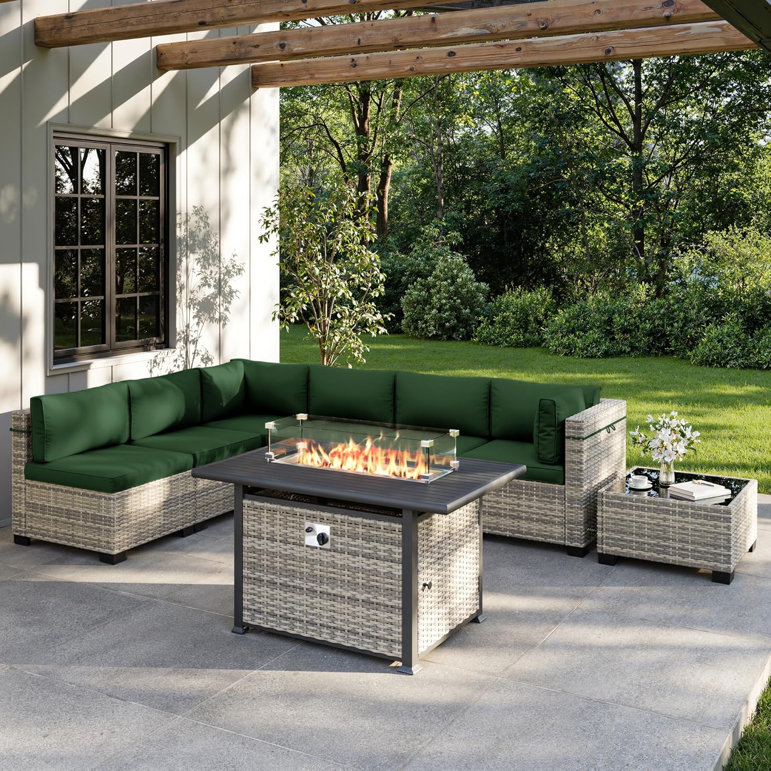 Outdoor Furniture And Fire Pit - 8 Parçalı Dış Mekan Veranda Mobilya