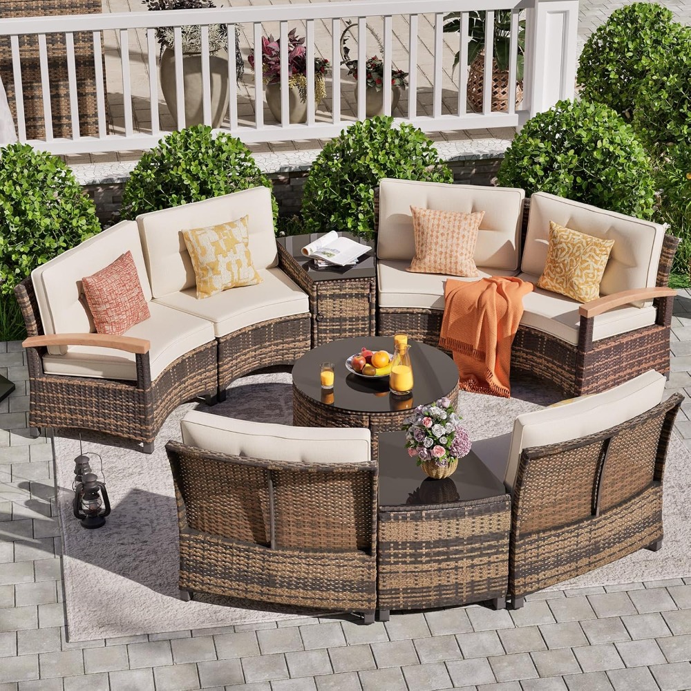 Outdoor Furniture Rattan - 9 Parça Açık Veranda Mobilya Seti,