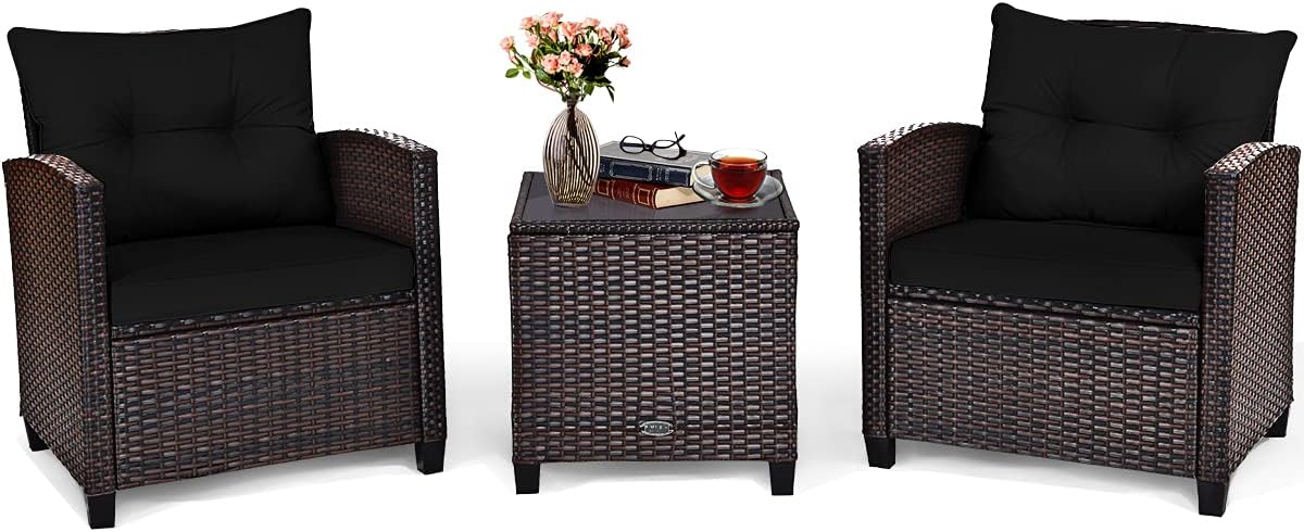 Outdoor Furniture Rattan - 3 Parça Veranda Mobilya Seti, PE