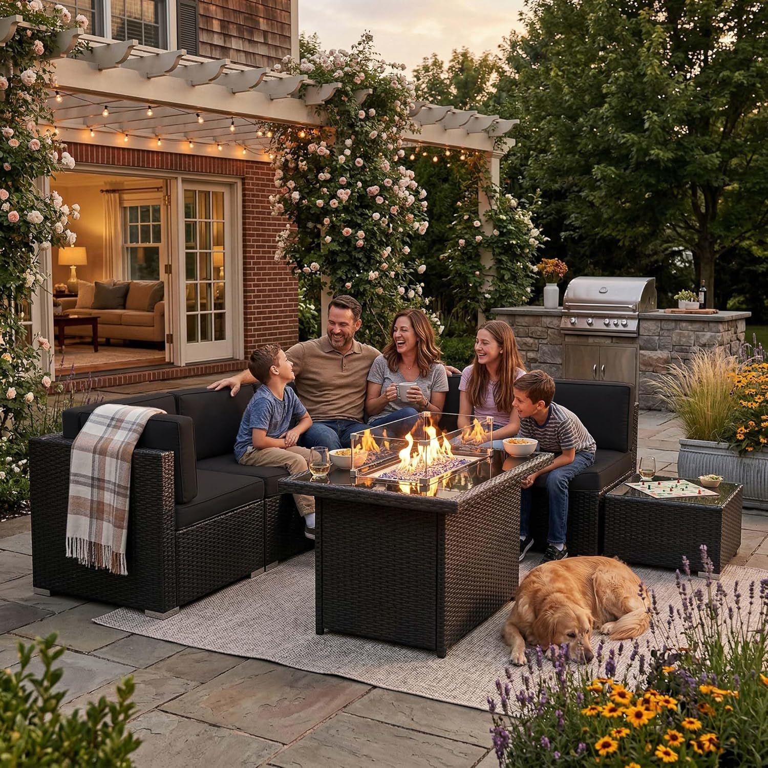 8 Parçalı Veranda Mobilya Seti - Outdoor Furniture And Fire Pit incelemesi ve fiyatı