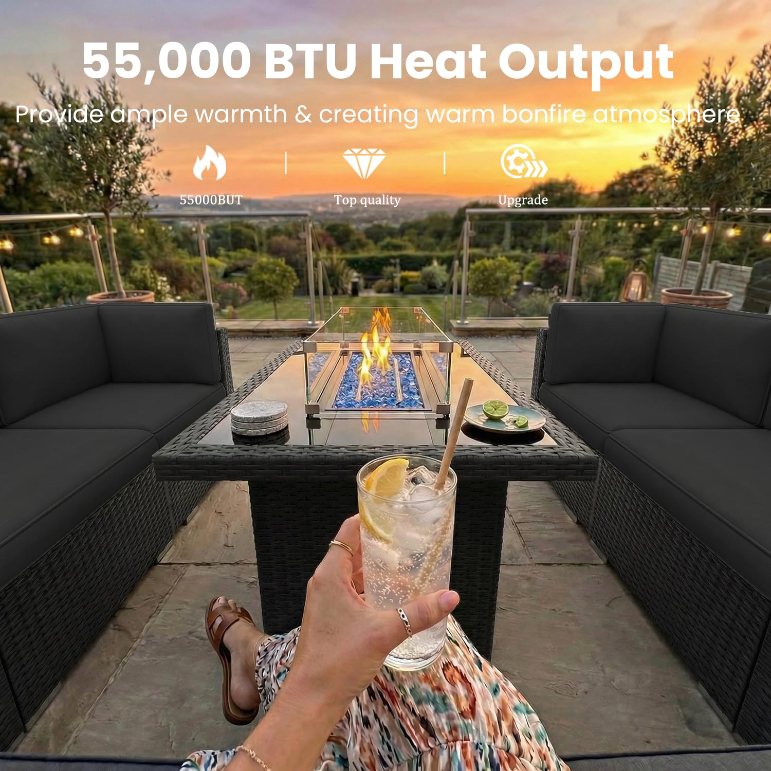 8 Parçalı Veranda Mobilya Seti - Outdoor Furniture And Fire Pit incelemesi ve fiyatı