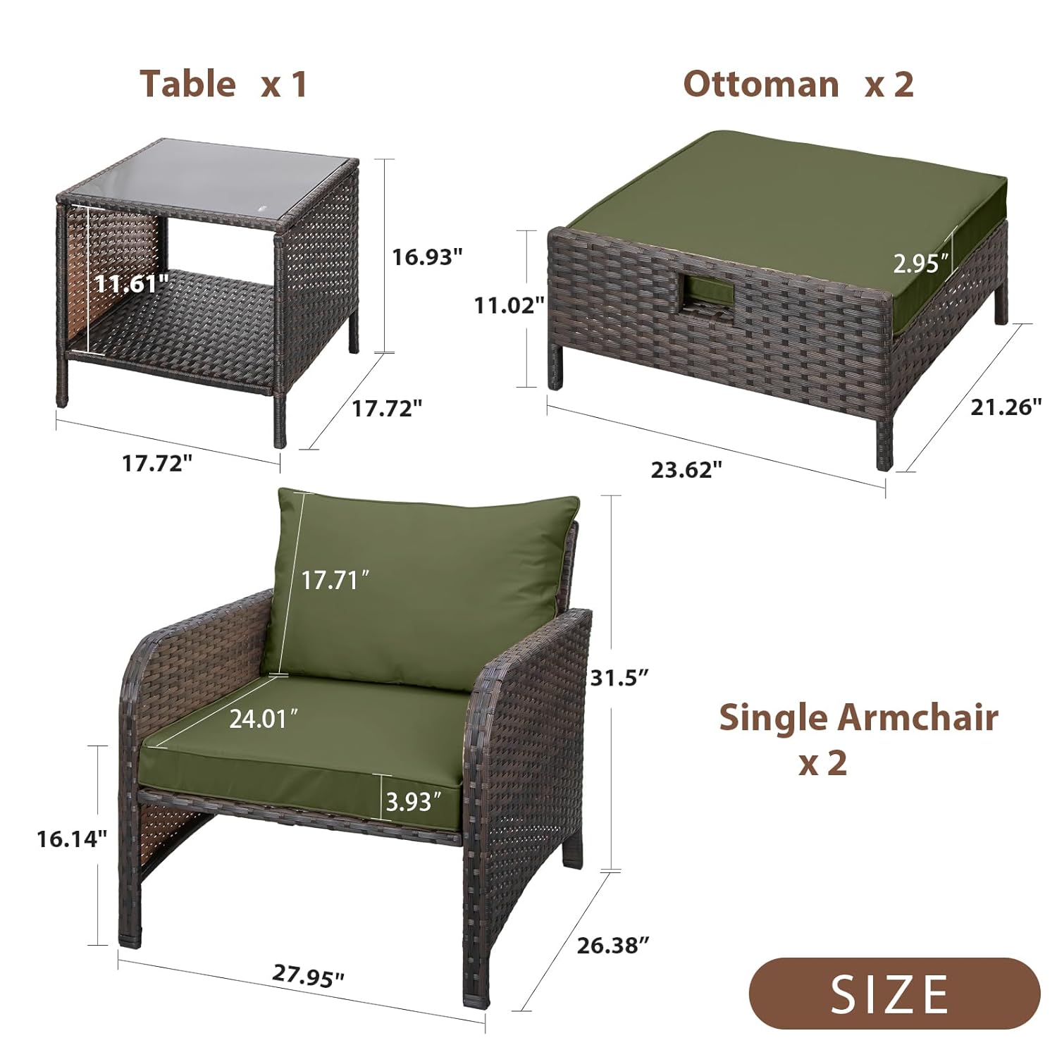 5 Parça PE Rattan Veranda Takı - Outdoor Furniture Lounge Chair incelemesi ve fiyatı
