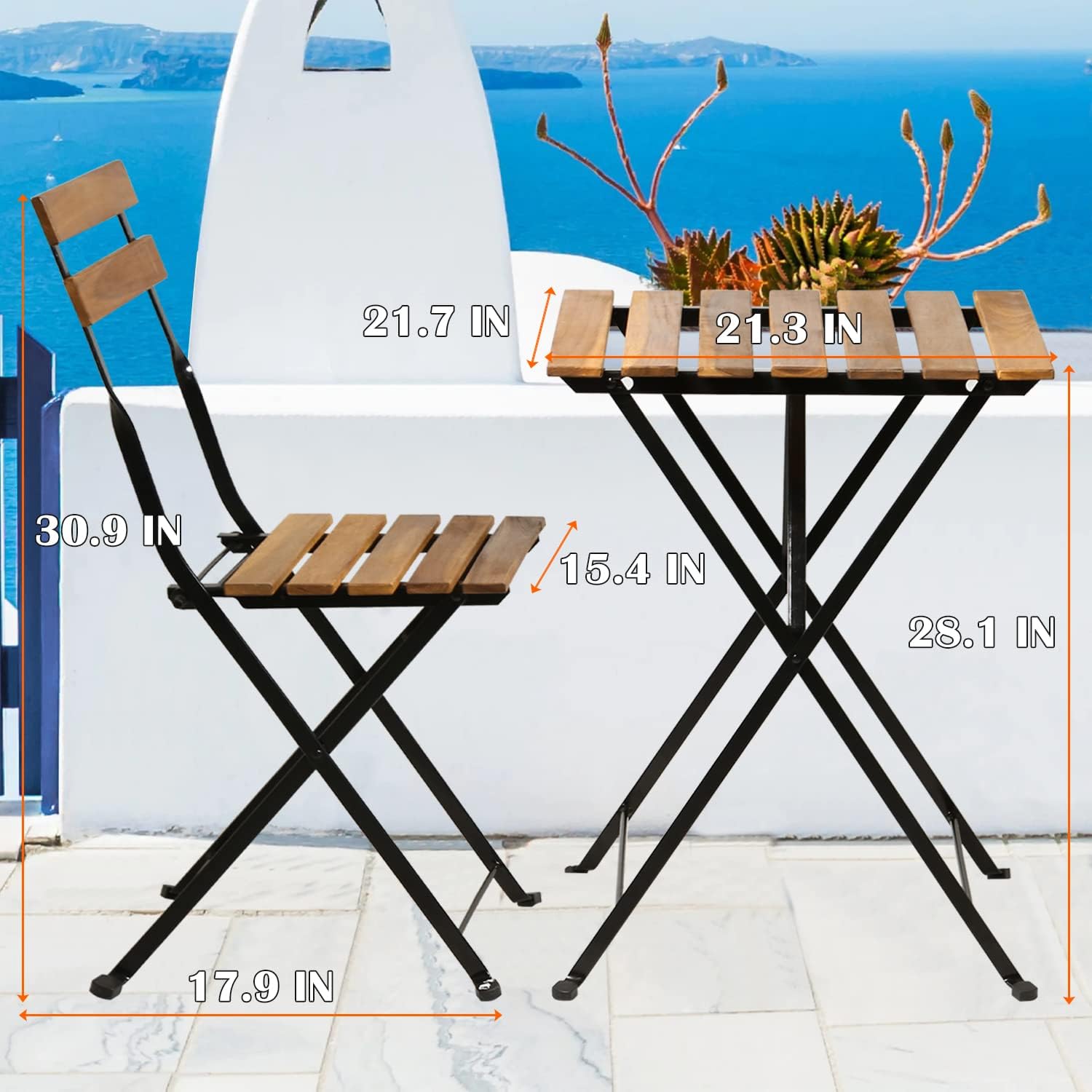 Doğal ahşap 3 parçalı katlanab - Outdoor Furniture For Patio incelemesi ve fiyatı