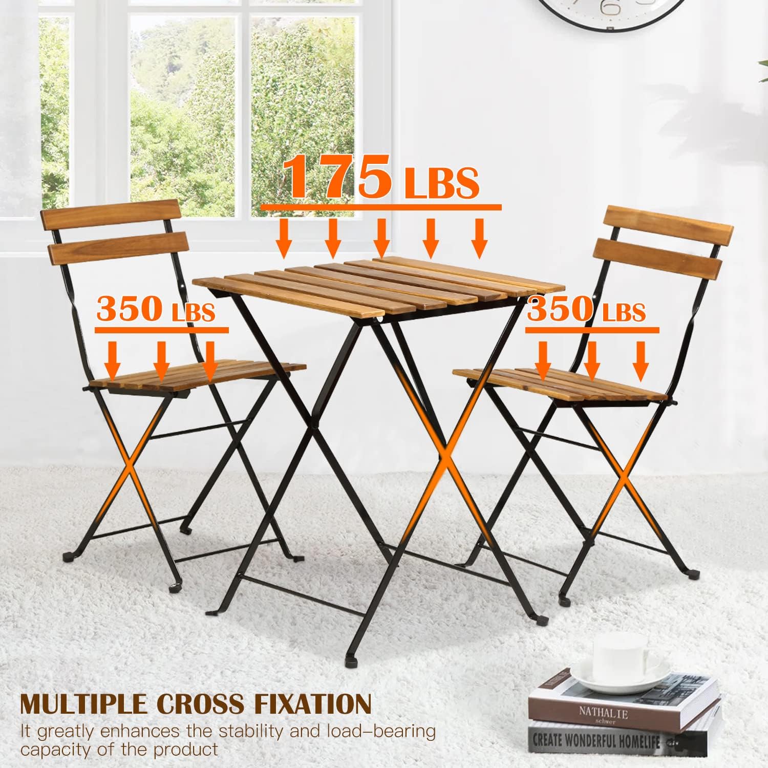 Doğal ahşap 3 parçalı katlanab - Outdoor Furniture For Patio incelemesi ve fiyatı