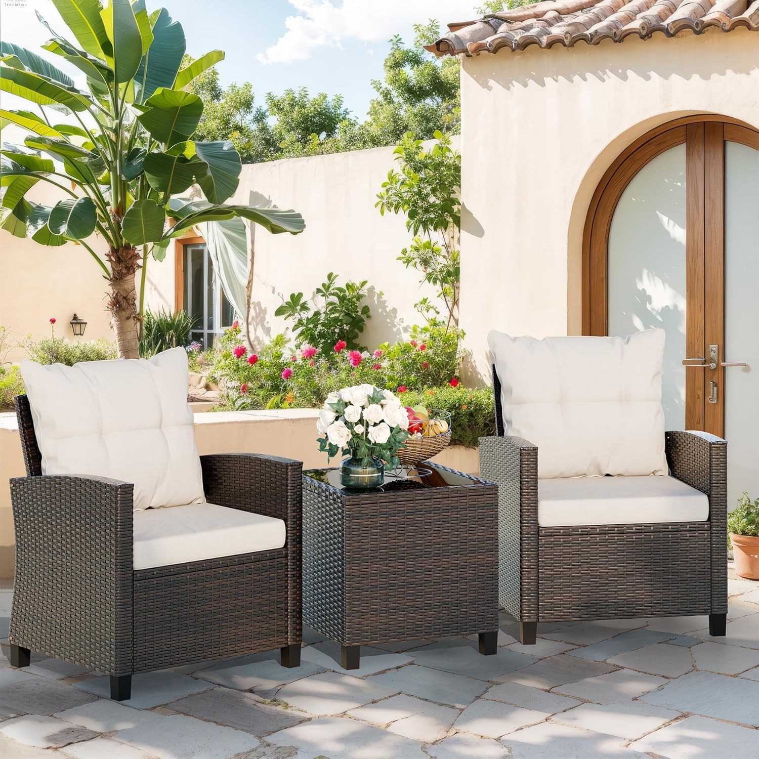Bej renkli kompakt 3 parçalı r - Outdoor Furniture Rattan incelemesi ve fiyatı