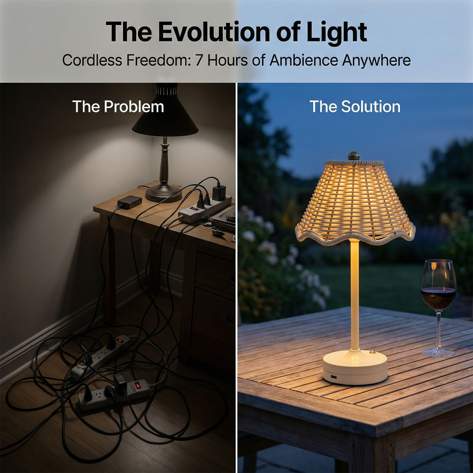 LED Vintage Rattan Masa Lambas - Outdoor Furniture Vintage incelemesi ve fiyatı