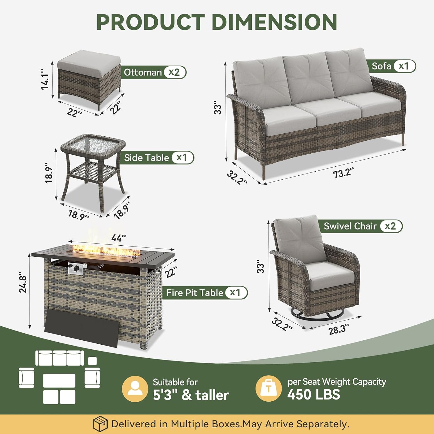 7 Parçalı Hasır Veranda Takımı - Outdoor Furniture And Fire Pit incelemesi ve fiyatı