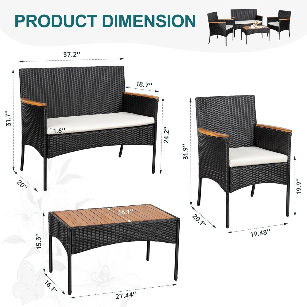4 Parça Dış Mekan Veranda Mobi - Outdoor Furniture Rattan incelemesi ve fiyatı