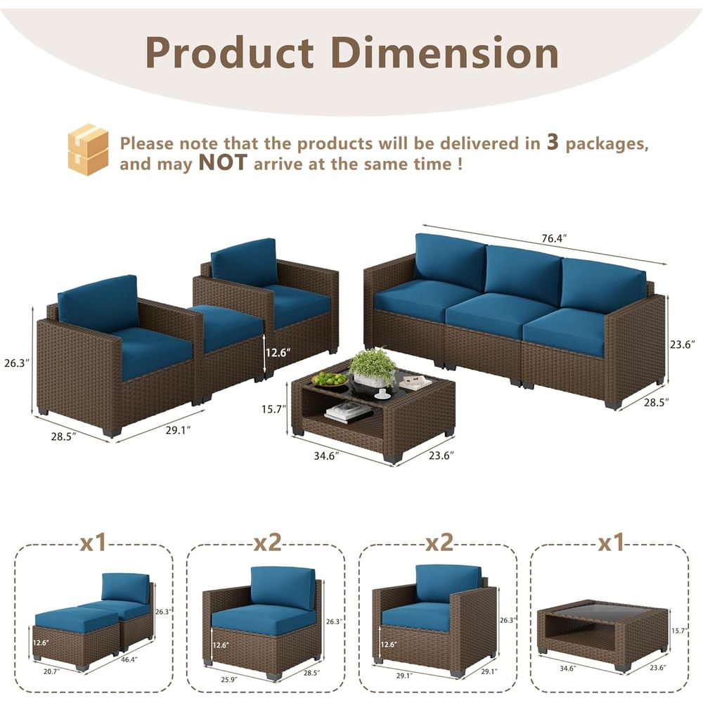 7 Parçalı Dış Mekan Veranda Mo - Outdoor Furniture Rattan incelemesi ve fiyatı