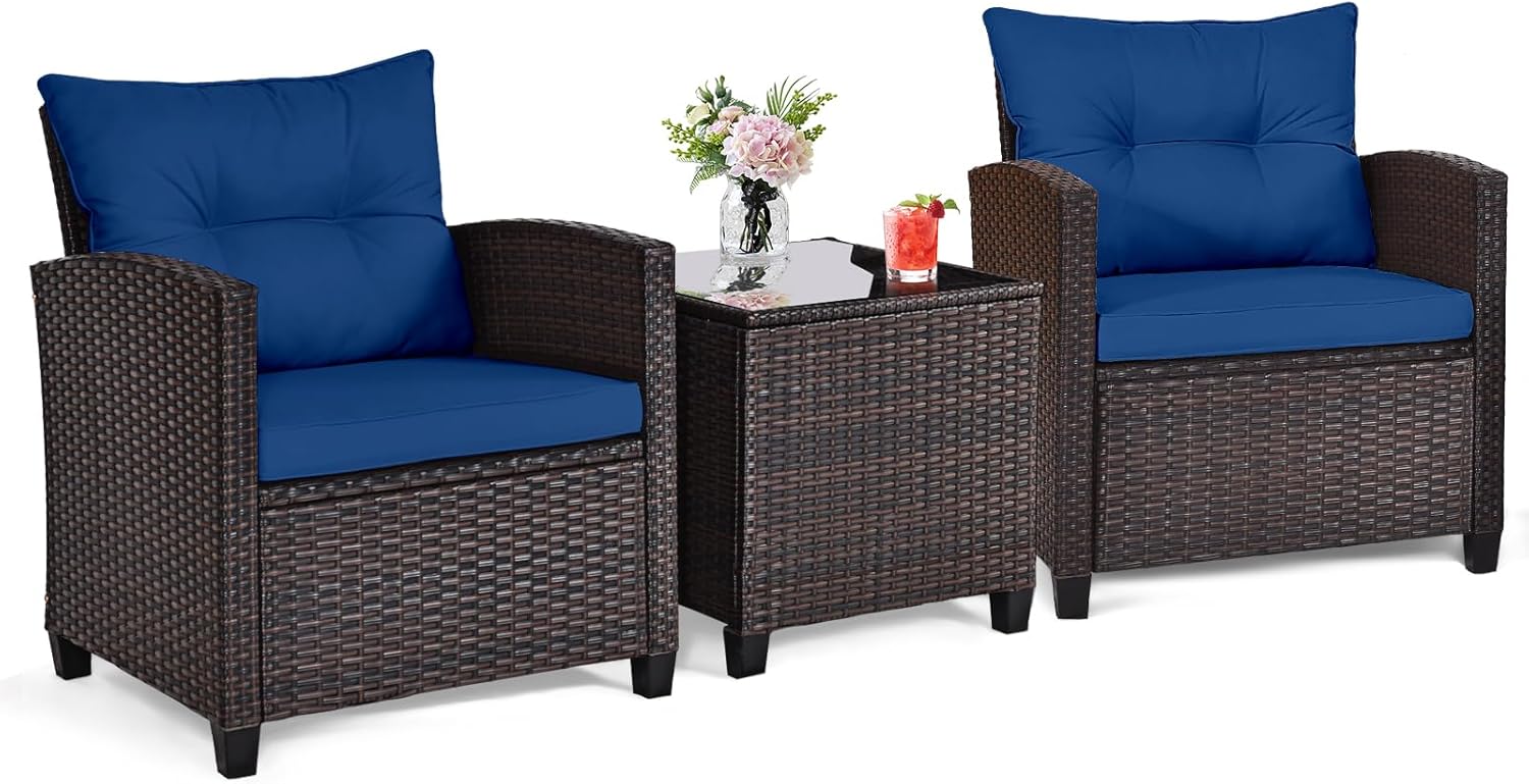 Lacivert rattan hasır 3 parçal - Outdoor Furniture Rattan incelemesi ve fiyatı