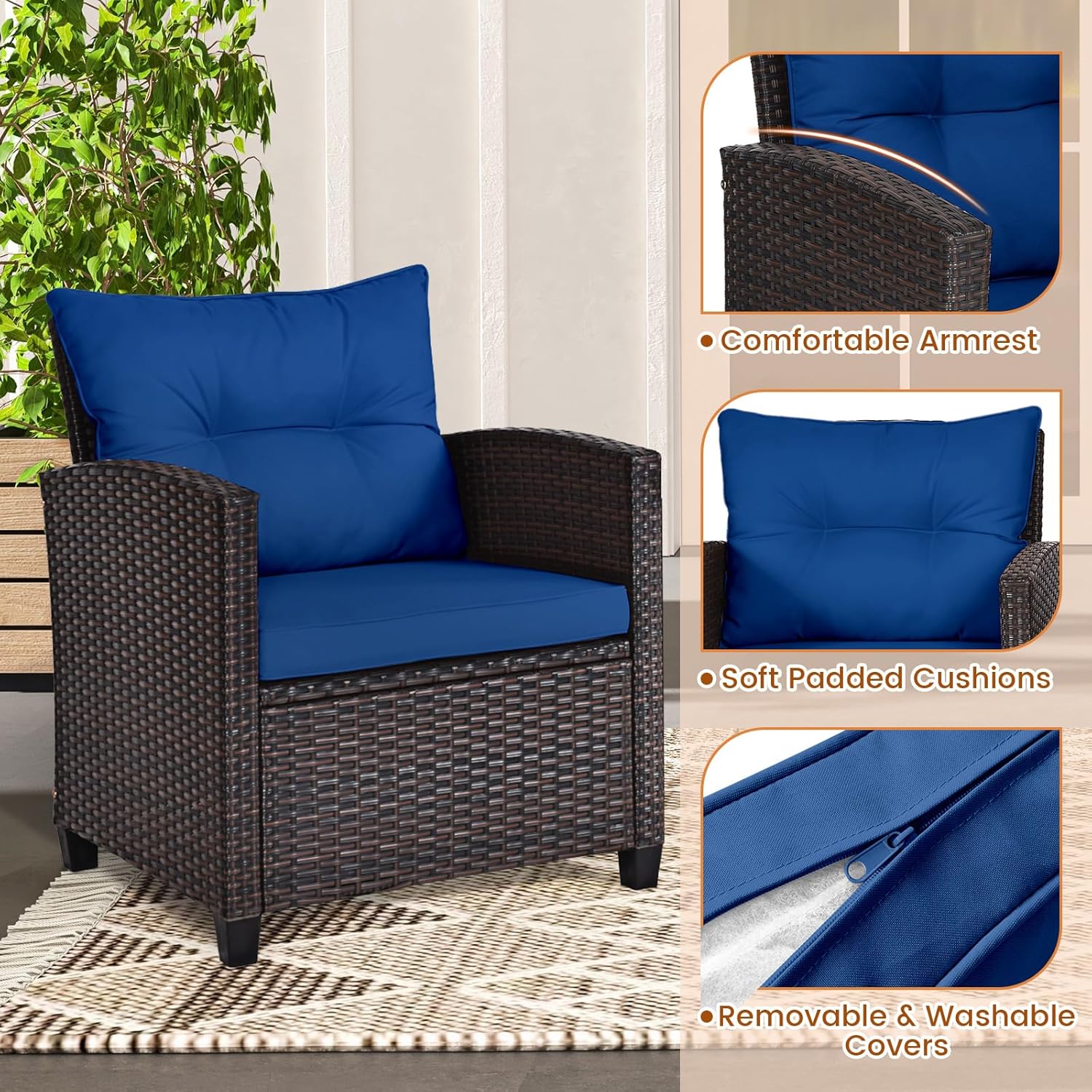 Lacivert rattan hasır 3 parçal - Outdoor Furniture Rattan incelemesi ve fiyatı